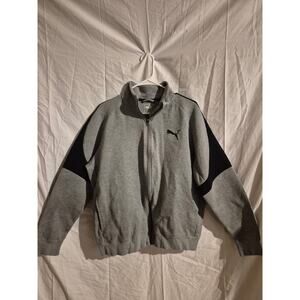 PUMA Gray black Full Zip Mock Neck Track jacket sweater size XL minimalist